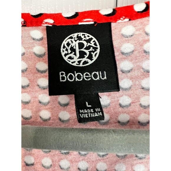Bobeau Women's Top Lg Red Polka Dot Sleeveless Crossover - Picture 2 of 9